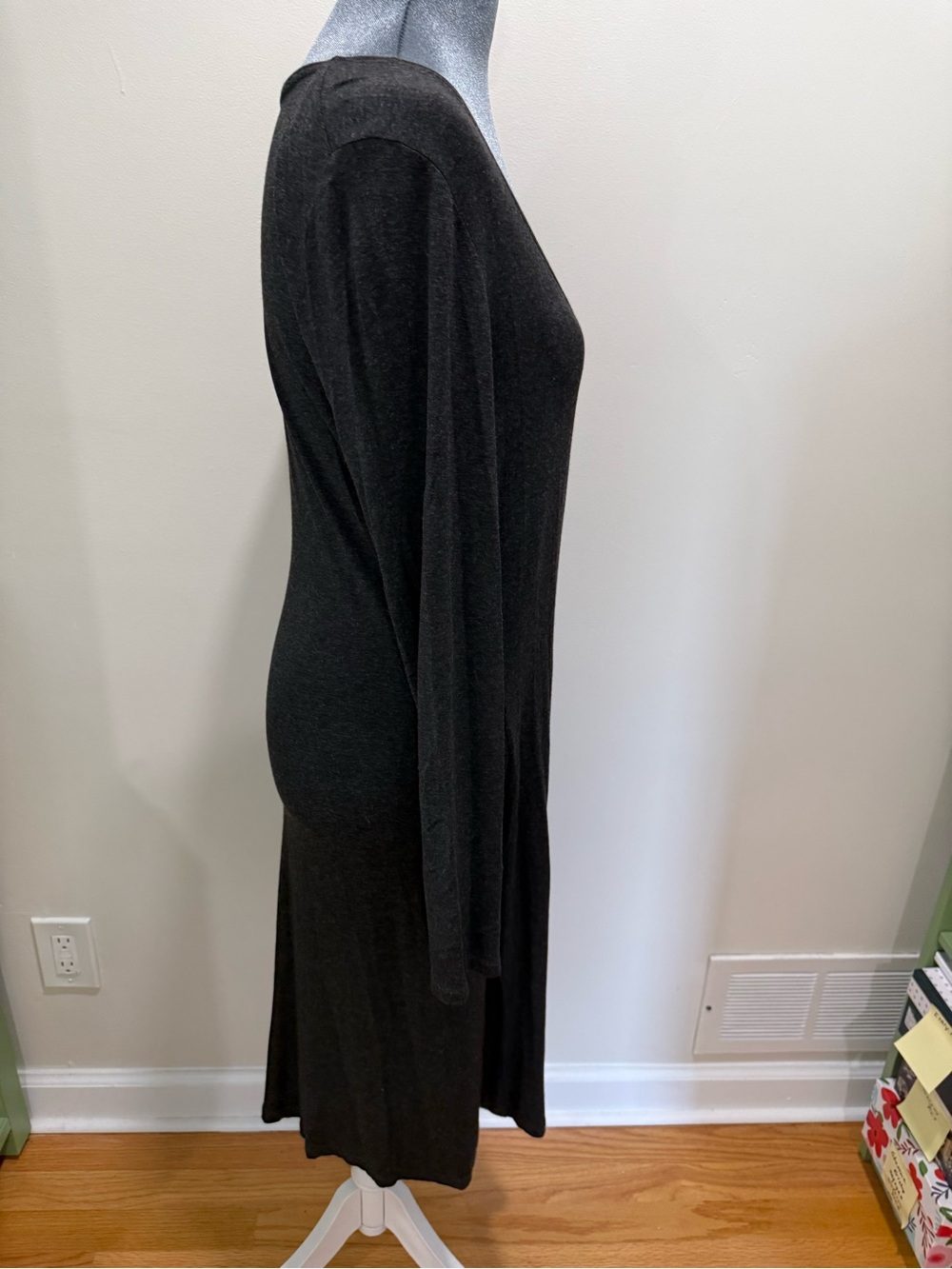 Esprit Charcoal Wrap-Style Long-Sleeve Dress - Picture 6 of 12